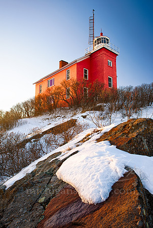 "Marquette Harbor Lighthouse in Winter"