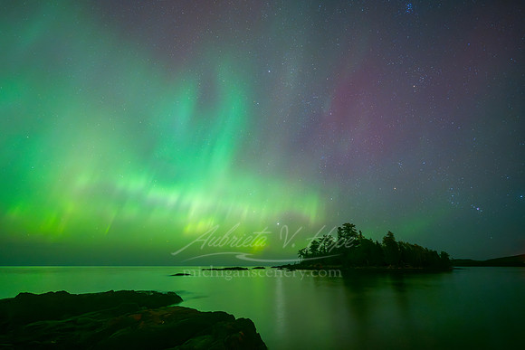 "Aurora Over Porter's Island, Copper Harbor"