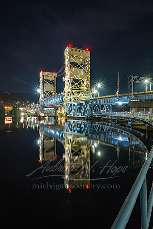 "Night Lights at the Portage Lake Lift Bridge"