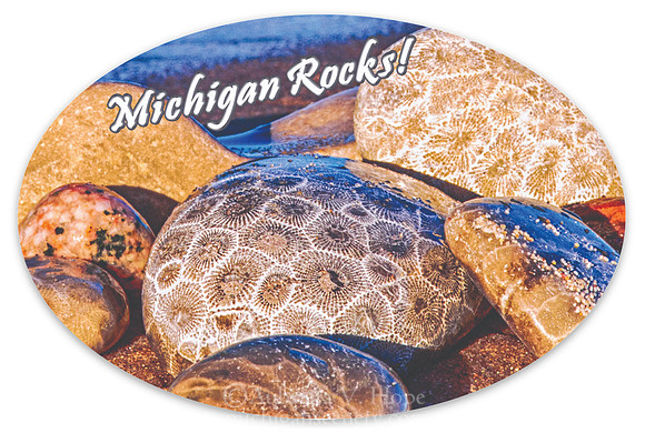 NEW! Larger "Michigan Rocks" Sticker - 4.5" x 3" Oval