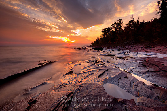 "Union Bay Sunrise, Porcupine Mountains"