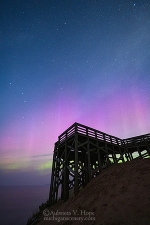 'August Aurora at Overlook #9, Sleeping Bear Dunes"