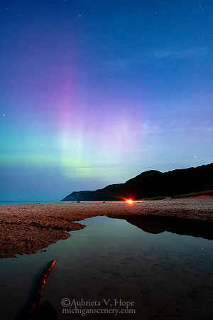 "Aurora in the Moonlight, Sleeping Bear Dunes"