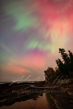 "Red Aurora on the Superior Shore", Porcupine Mountains