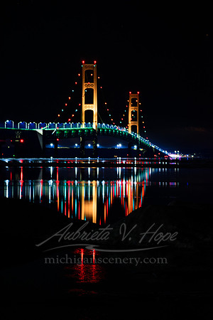 "Winter Reflections, Mackinac Bridge"