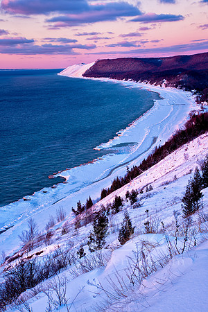 "Winter Sunset at Empire Bluff Overlook"