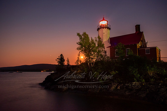"Full Buck Moon, Eagle Harbor Lighthouse"
