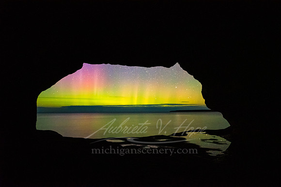 "Sea Cave Aurora, Lake Superior"
