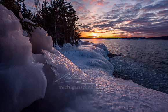 "Icy Sunset, Presque Isle Park, Marquette"