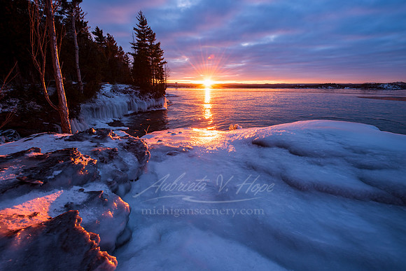 "Winter Glow, Presque Isle Park, Marquette"
