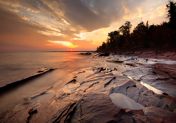 "Union Bay Sunrise, Porcupine Mountains"
